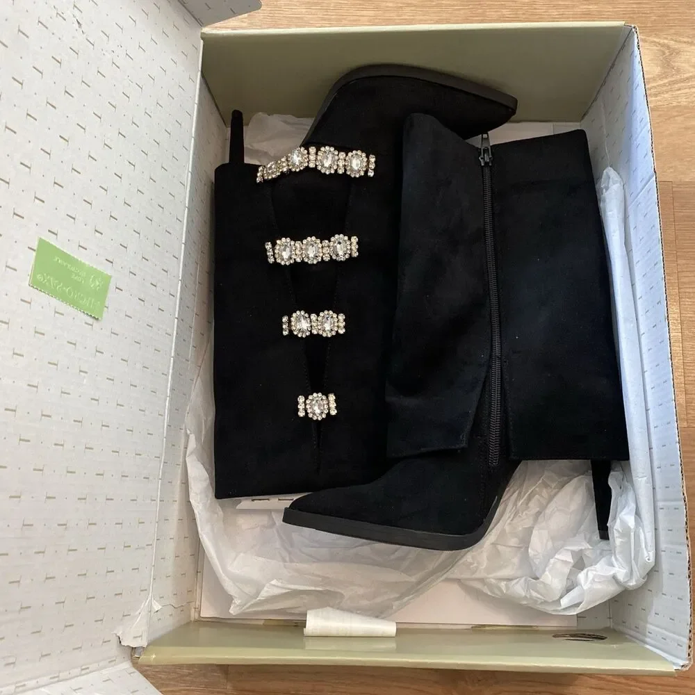 Thalia Sodi Nami Pointed-Toe Rhinestone Embellished Boots NEW Size 7M - Picture 4 of 15